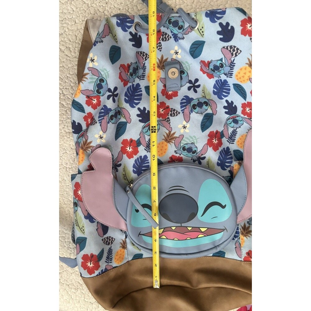 Disney Lilo And Stitch Tropical Slouch Backpack 3D Ears Drawstring Closure 19” - Picture 11 of 12